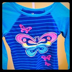 Girls 7/8 blue striped long sleeve top